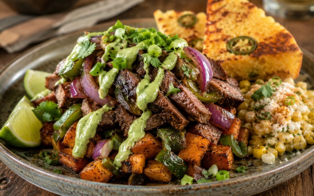 Smoky Fajita Beef & Sweet Potato Hash Stack